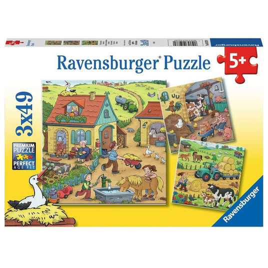 Ravensburger | Viel los auf dem Bauernhof | Kinderpuzzle | 3x49 Teile