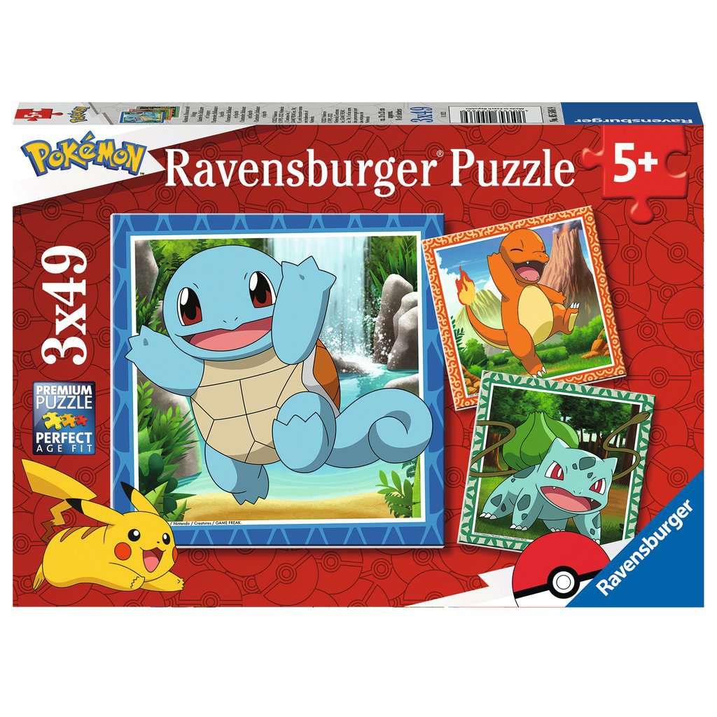 Ravensburger | Glumanda, Bisasam und Schiggy | Kinderpuzzle | 3x49 Teile