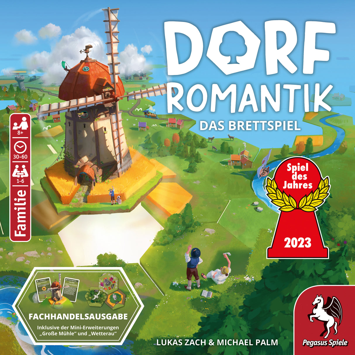 Pegasus Spiele | Dorfromantik *Fachhandels-exklusiv* inkl. Mini-Erweiterungen Mühle+Wetterau