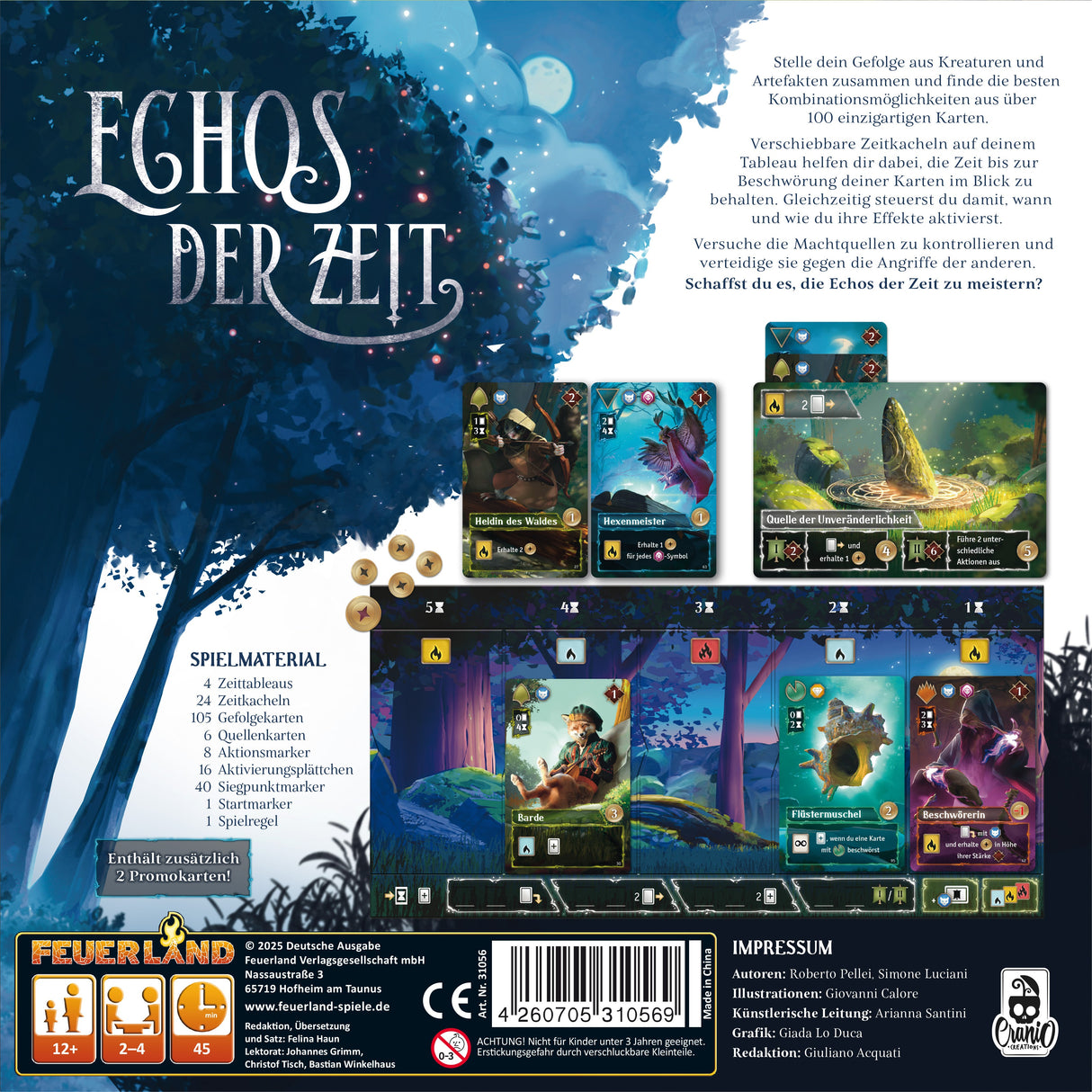 Echos der Zeit Brettspiel mit Karten, Spielfiguren und Spielboard