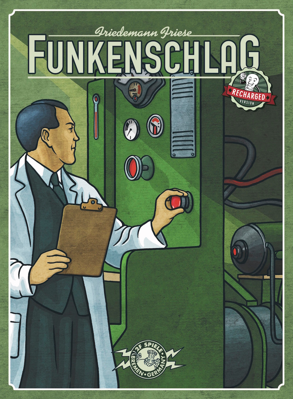Funkenschlag Recharged Version Brettspiel mit Techniker und Elektrik-Panel