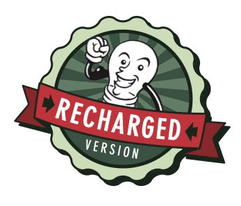 Funkenschlag Recharged Version Brettspiel Logo mit Charakter