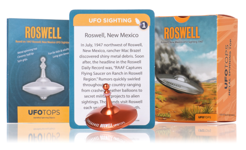 UFO Tops - Metal Spinning Top inspiriert von Roswell, NM UFO Sighting: Kosmisches Silber