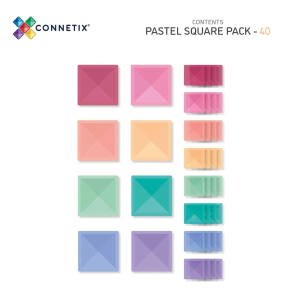 Connetix Magnetbausteine | Pastel | Square Pack | 40 Teile