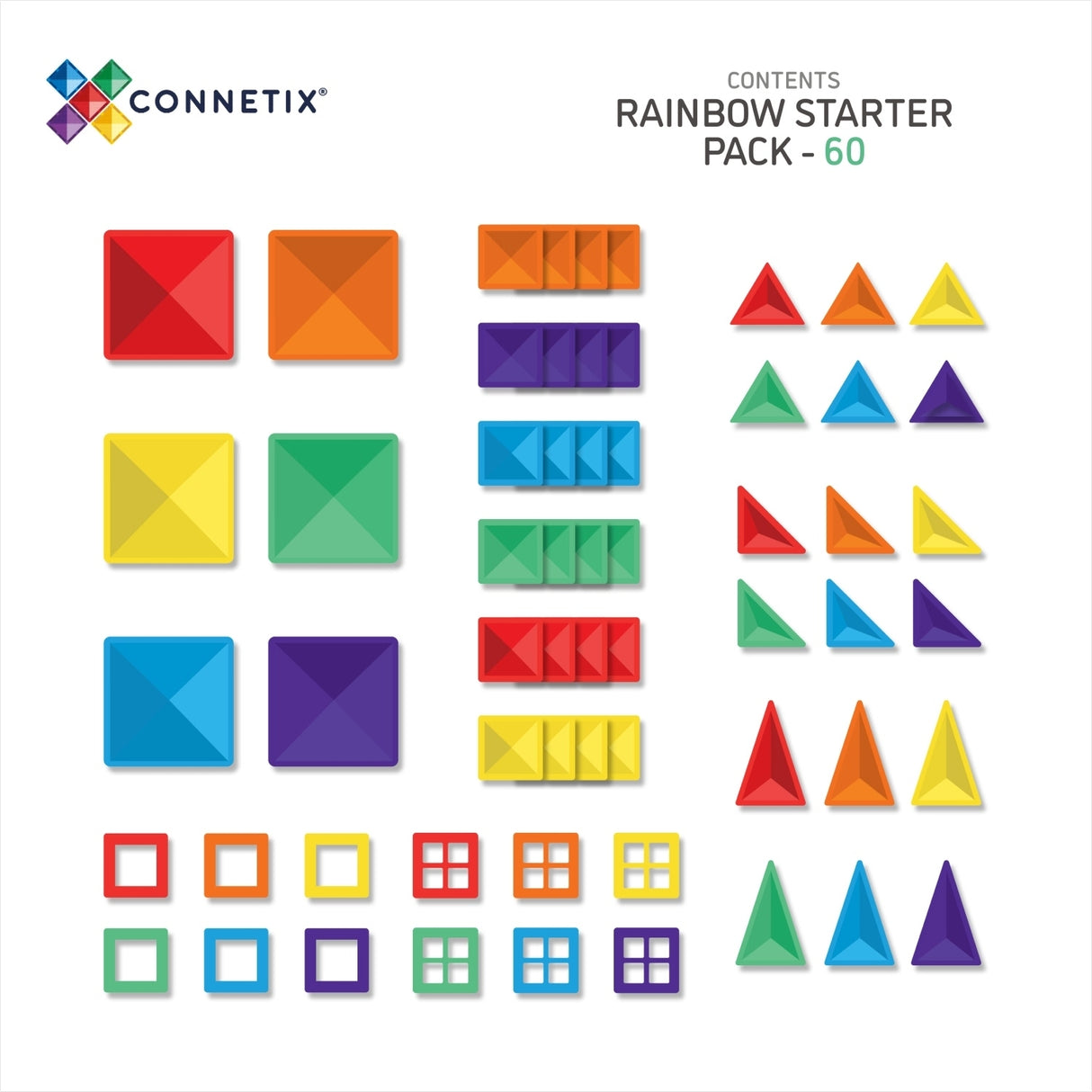 Connetix Magnetbausteine | Rainbow | Starter Pack | 60 Teile