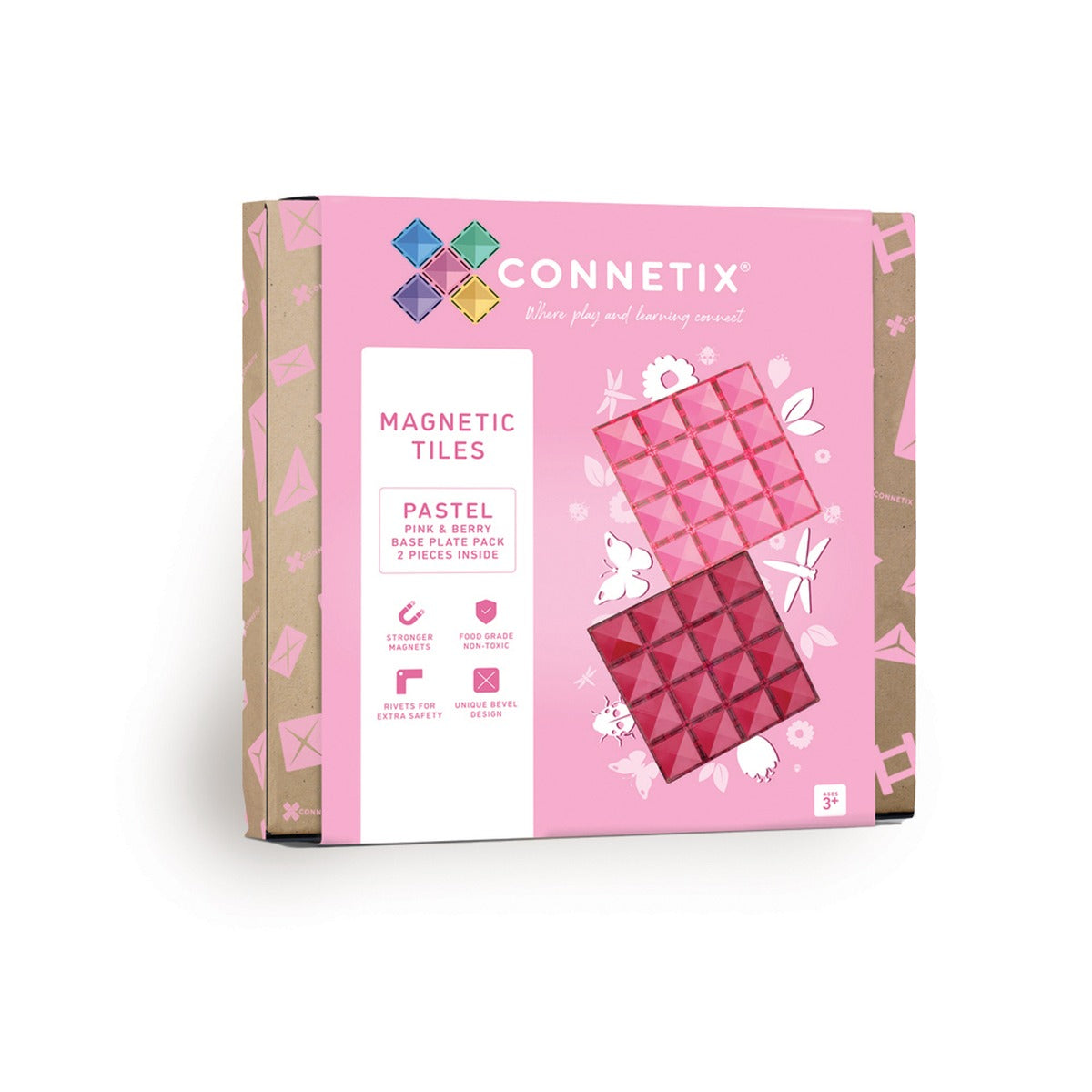 Connetix Magnetbausteine | Pastel | Basisplatten | Pink&Berry