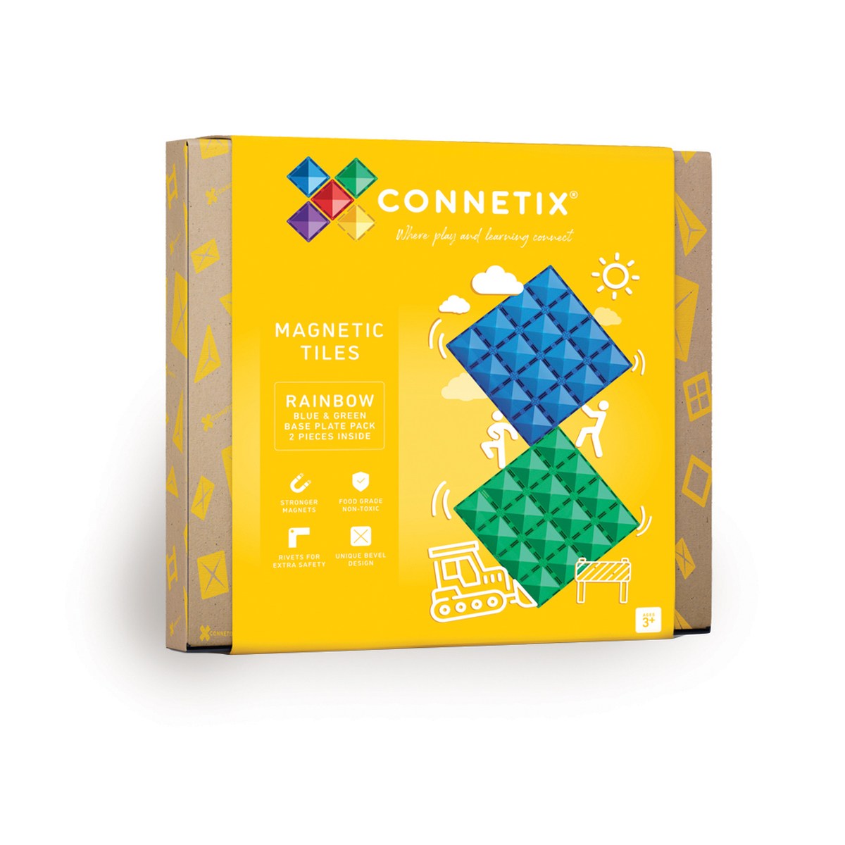 Connetix Magnetbausteine | Rainbow | Basisplatten | Blau & Grün