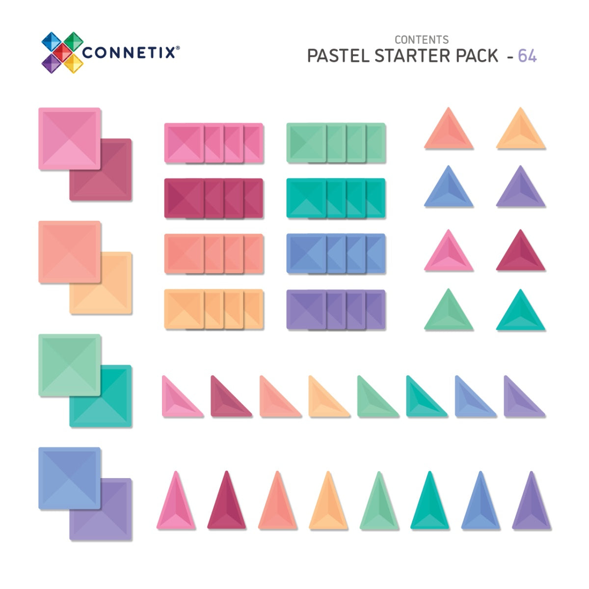 Connetix Magnetbausteine | Pastel | Starter Pack | 64 Teile