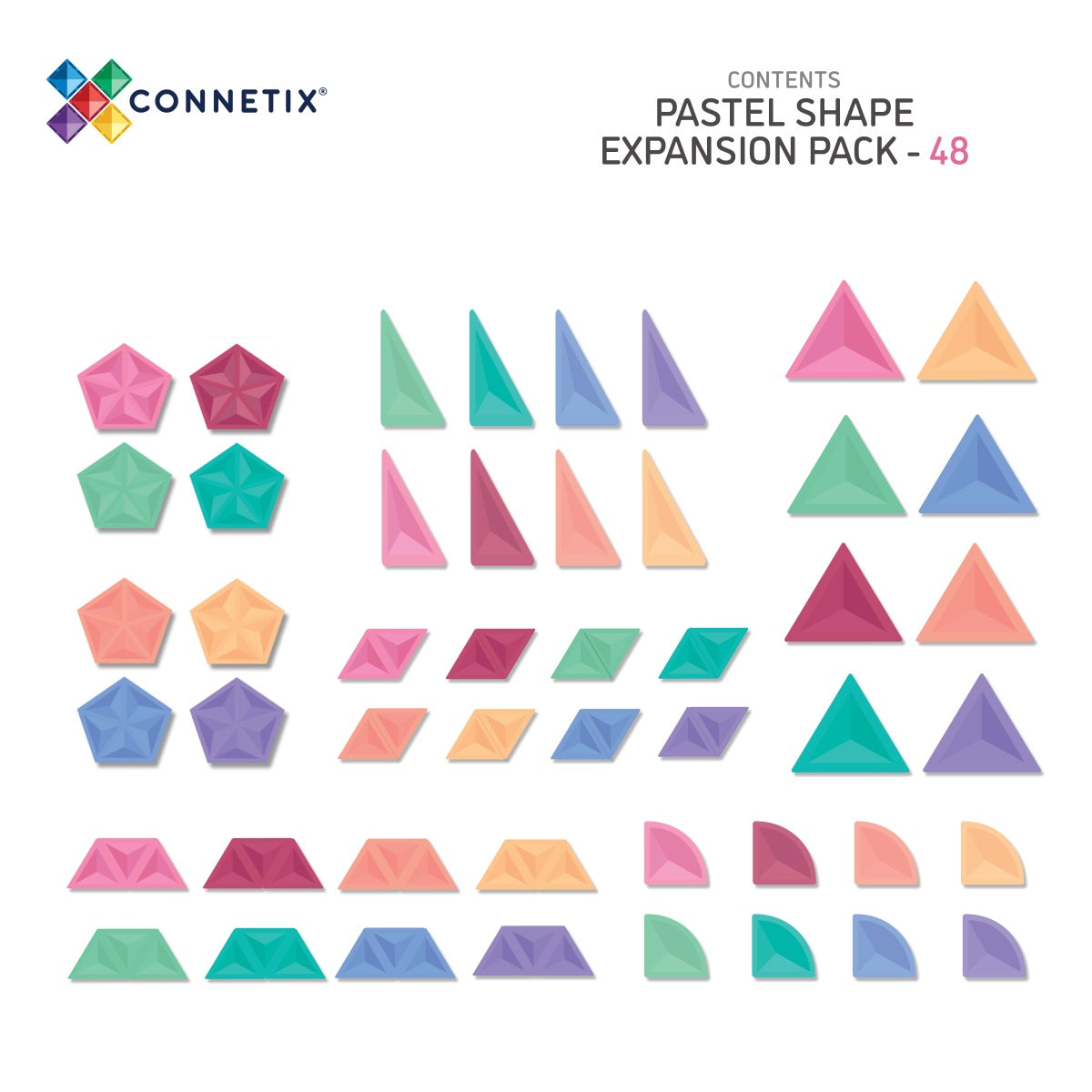 Connetix Magnetbausteine | Pastel | Shape Expansion Pack | 48 Teile