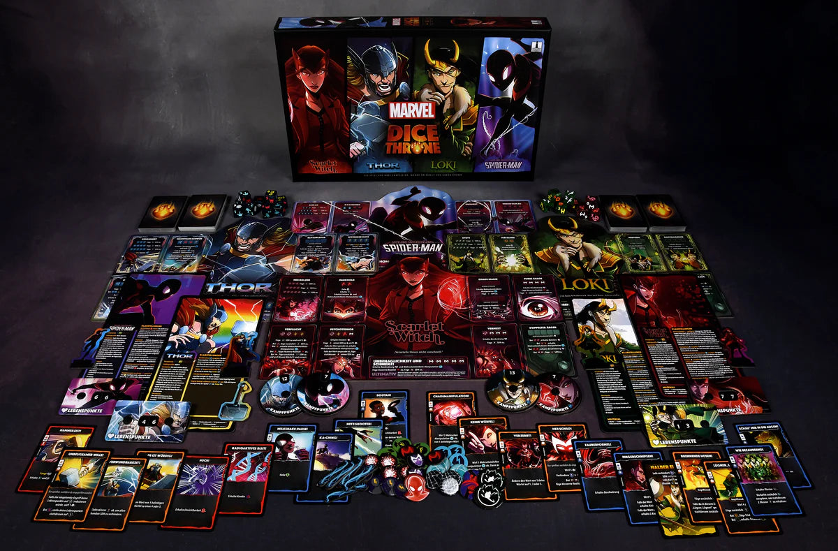Dice Throne | Marvel | Scarlet Witch, Thor, Loki & Spider-Man | nur stationärer Verkauf
