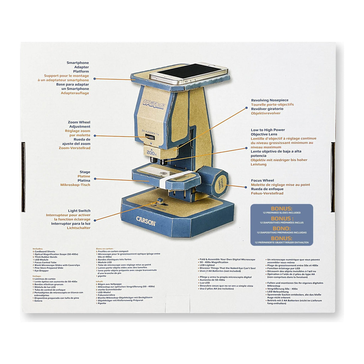 CARSON | Optigami Pappmikroskop-Bausatz zum Selberbauen