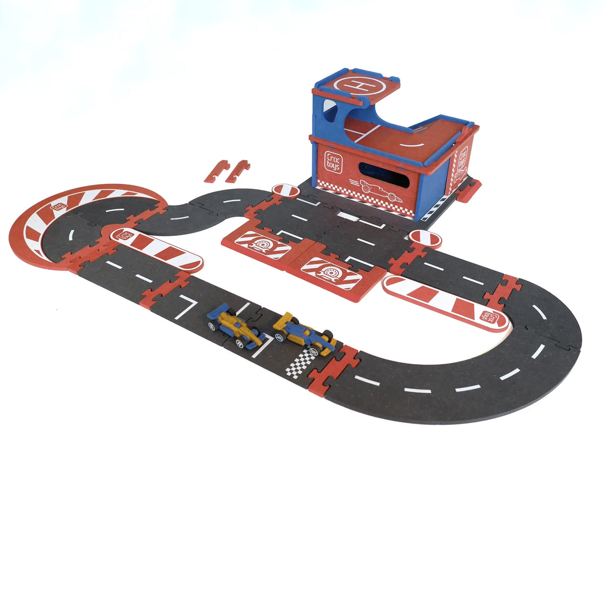 Croctoys | Die Pitstop Garage mit Rennstrecke und 2 Rennautos