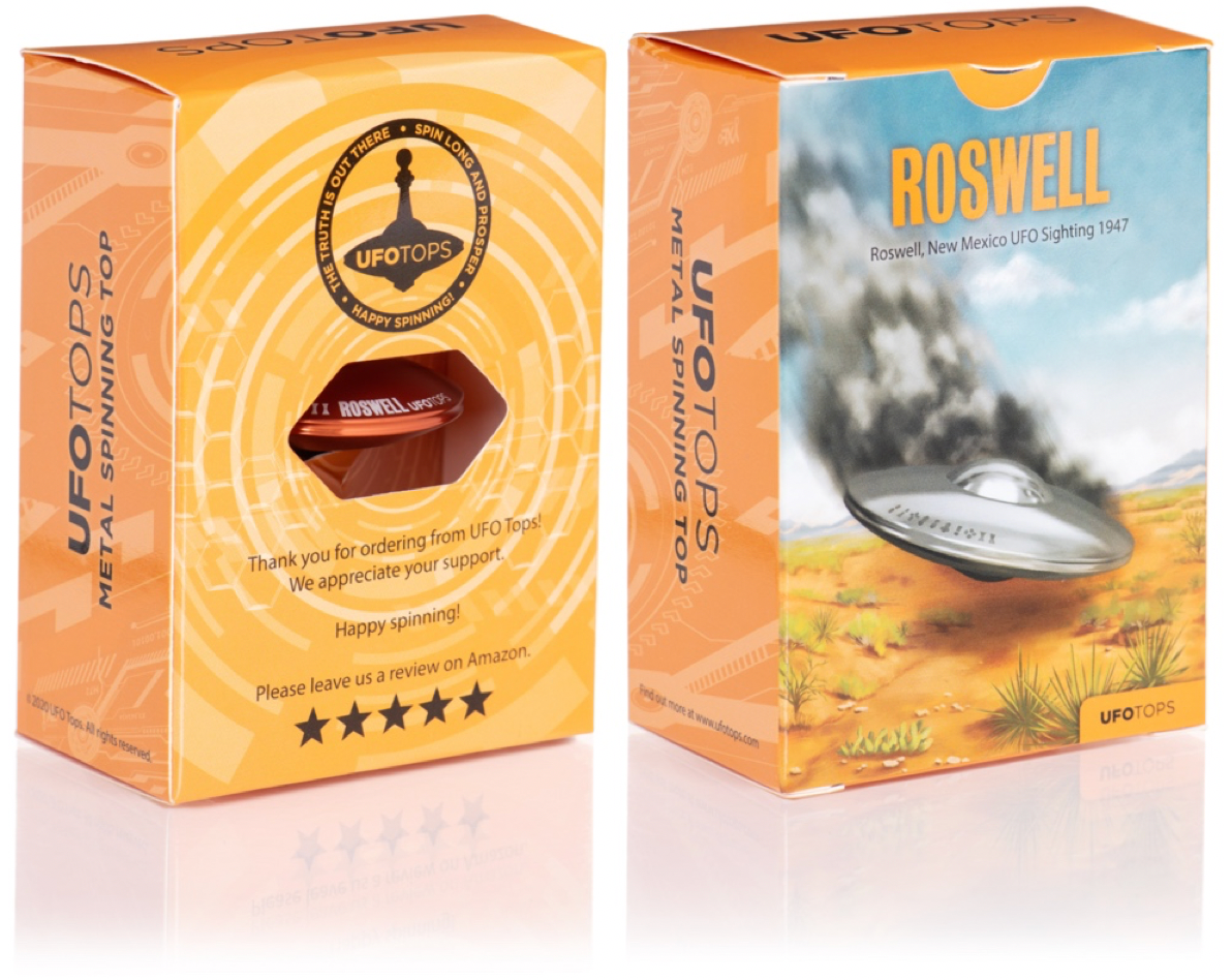 UFO Tops - Metal Spinning Top inspiriert von Roswell, NM UFO Sighting: Kosmisches Silber