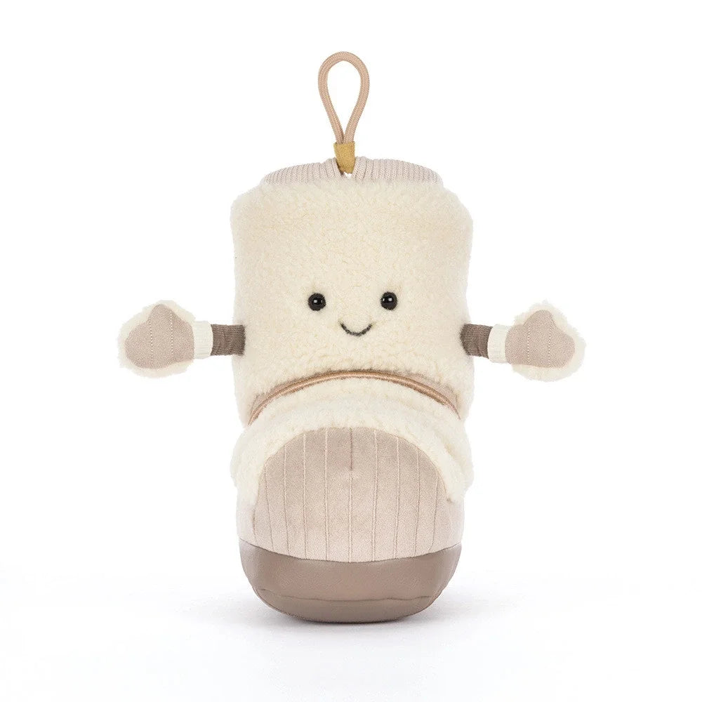 Jellycat Amuseables Perta Snow Boot Plüschtier mit lächelndem Gesicht und Schlaufe