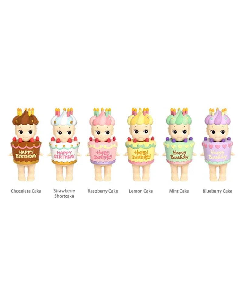 Sonny Angel Happy Birthday Serie - sechs Kuchen-Figuren in verschiedenen Farben
