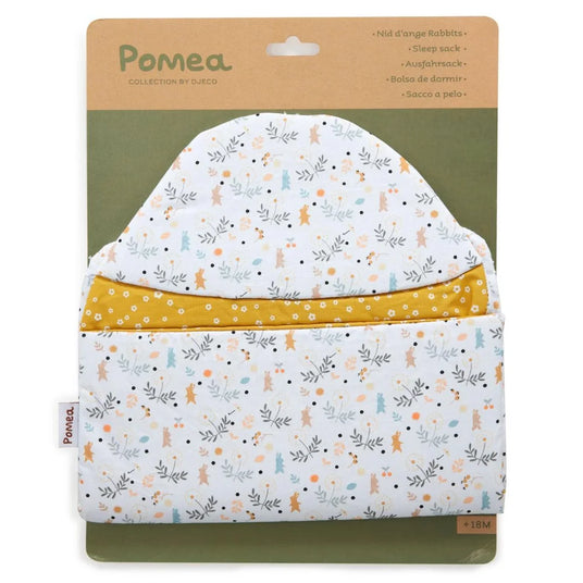 POMEA Puppen Schlafsack Rabbits mit Kaninchen-Muster und gelbem Band ; POMEA Puppen Schlafsack Rabbits mit Hasen-Muster gelb weiß ; POMEA Puppen Schlafsack Rabbits mit Mütze für 30 cm Puppen ; POMEA Puppen Schlafsack Rabbits mit Häschen-Muster, weiß