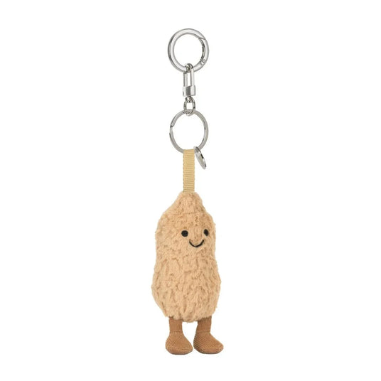 Jellycat Amuseables Erdnuss Schlüsselanhänger mit Smiley-Gesicht und Metallring