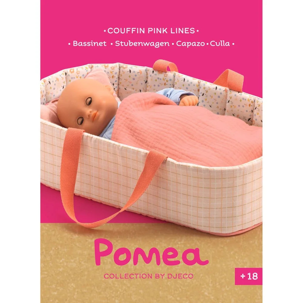 POMEA Puppentragetasche Pink Lines mit Puppe und Zubehör von Djeco ; Pomea Puppentragetasche Pink Lines von Djeco für Puppen bis 36 cm ; POMEA Puppentragetasche Pink Lines mit Puppe und Zubehör ; POMEA Puppentragetasche Pink Lines mit Puppe und Zubehör ; POMEA Puppentragetasche Pink Lines mit Puppe und Zubehör