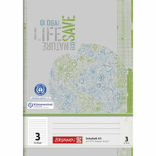 Schulheft A5 Lin 3 16Bl RCP