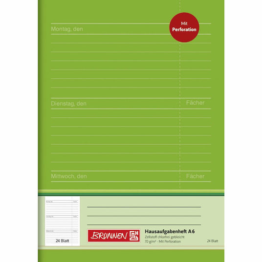Hausaufgabenheft A6 24Bl Perforat.