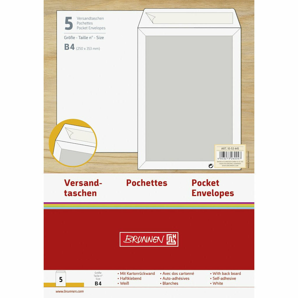 Versandtasche B4 weiß 5 Stück