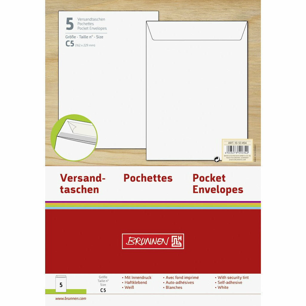 Versandtasche C5 weiß 5 Stück