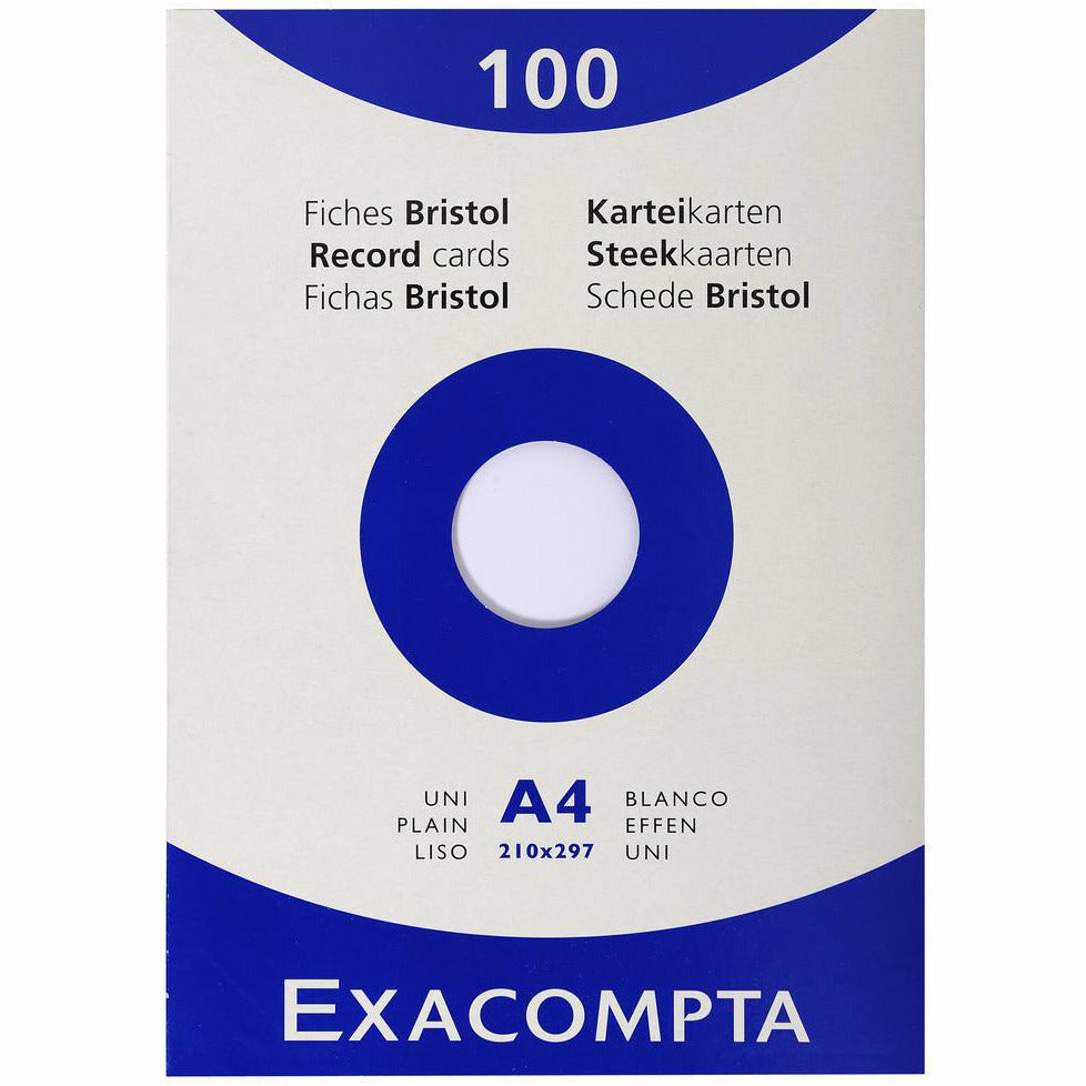 Karteikarten A4 blanco weiss 100St