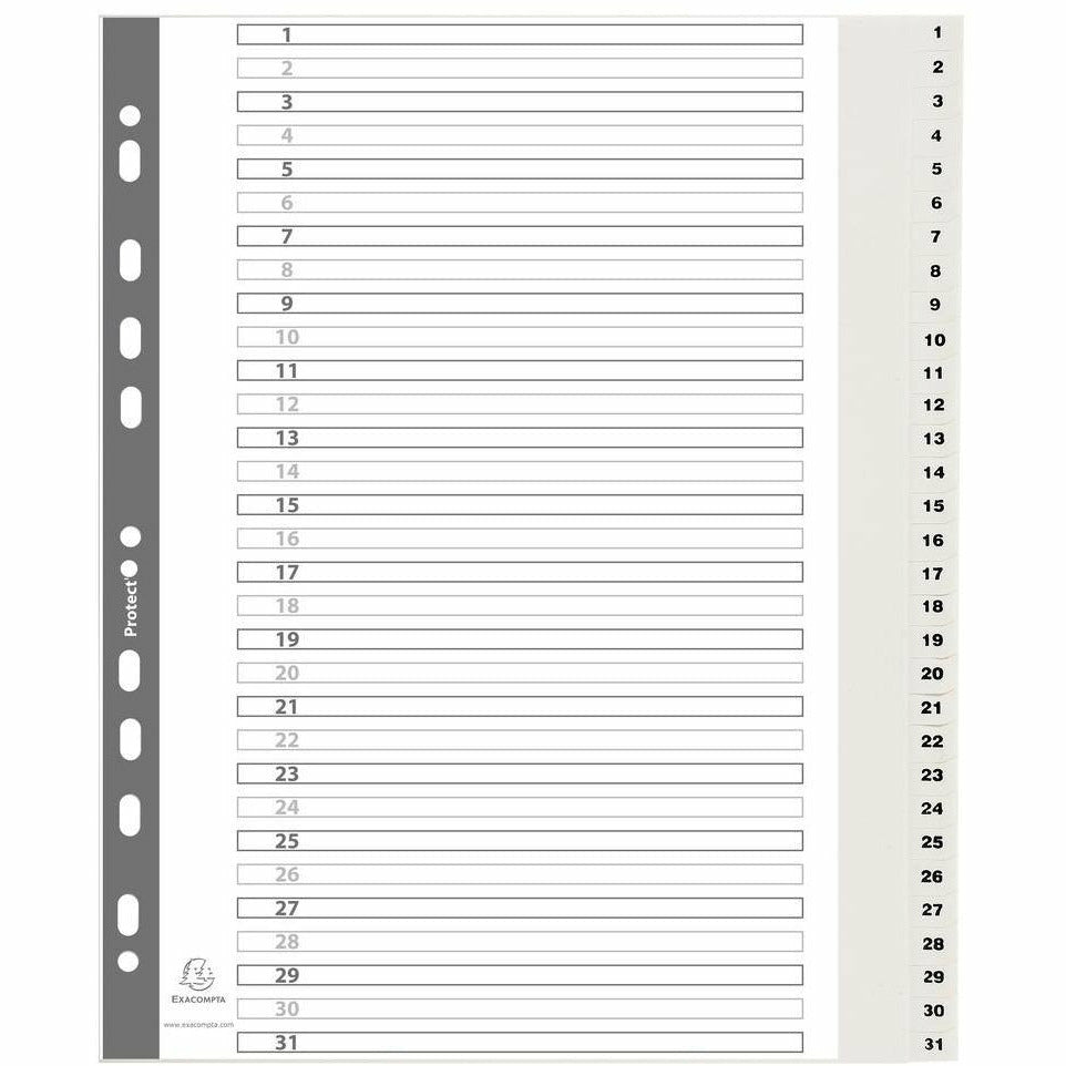 Register A4 1-31tlg PP weiss