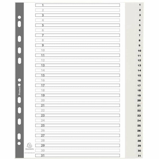 Register A4 1-31tlg PP weiss