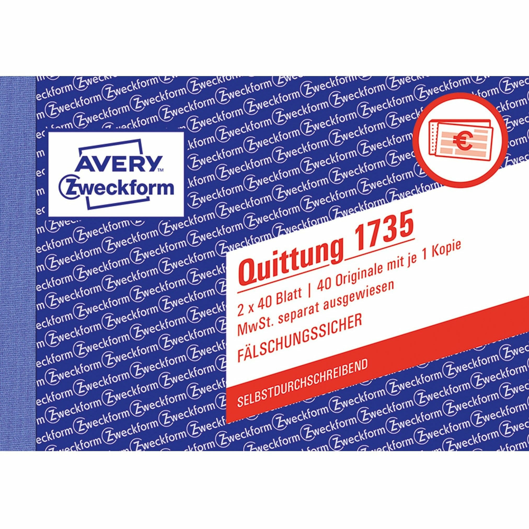 Avery-Zweckform | Quittung MwSt. separat ausgewiesen | 1735