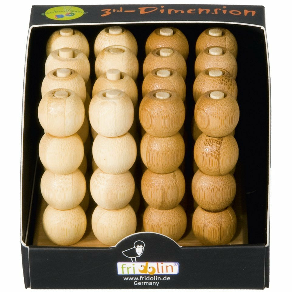 Spiel | 3-D-Mühle | klein (8,5 x 8,5 cm) | Bambus