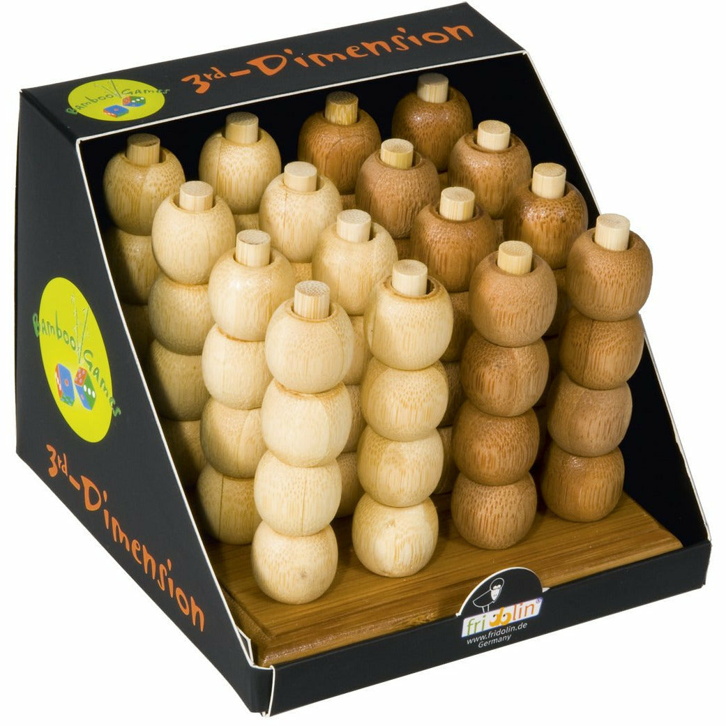 Spiel | 3-D-Mühle | groß (12 x 12 cm) | Bambus