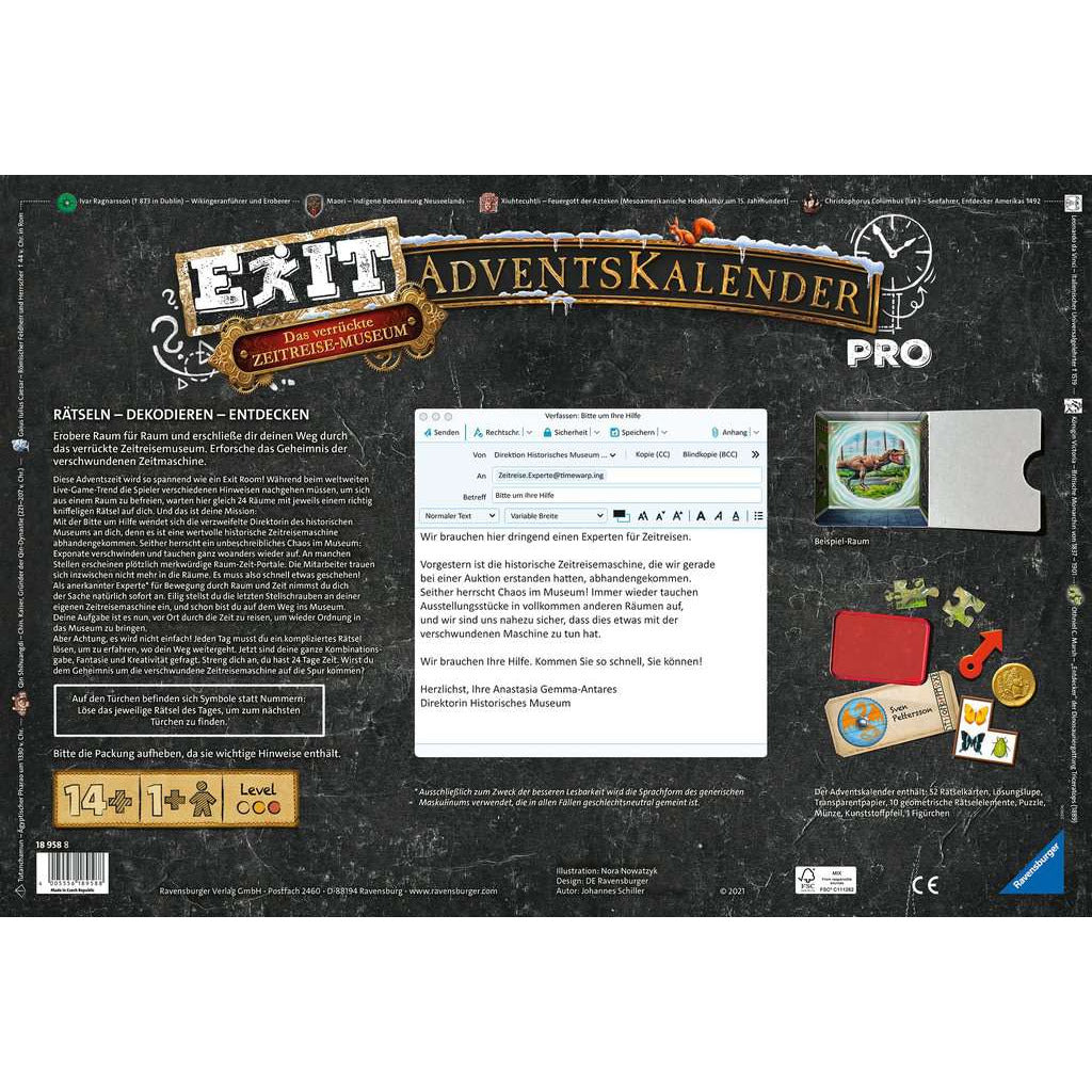 Ravensburger | EXIT Adventskalender pro - Das verrückte Zeitreisemuseum