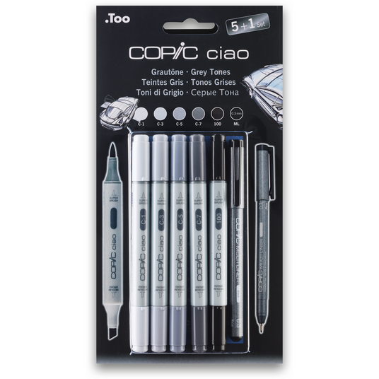 COPIC ciao 5+1 Set Grautöne.