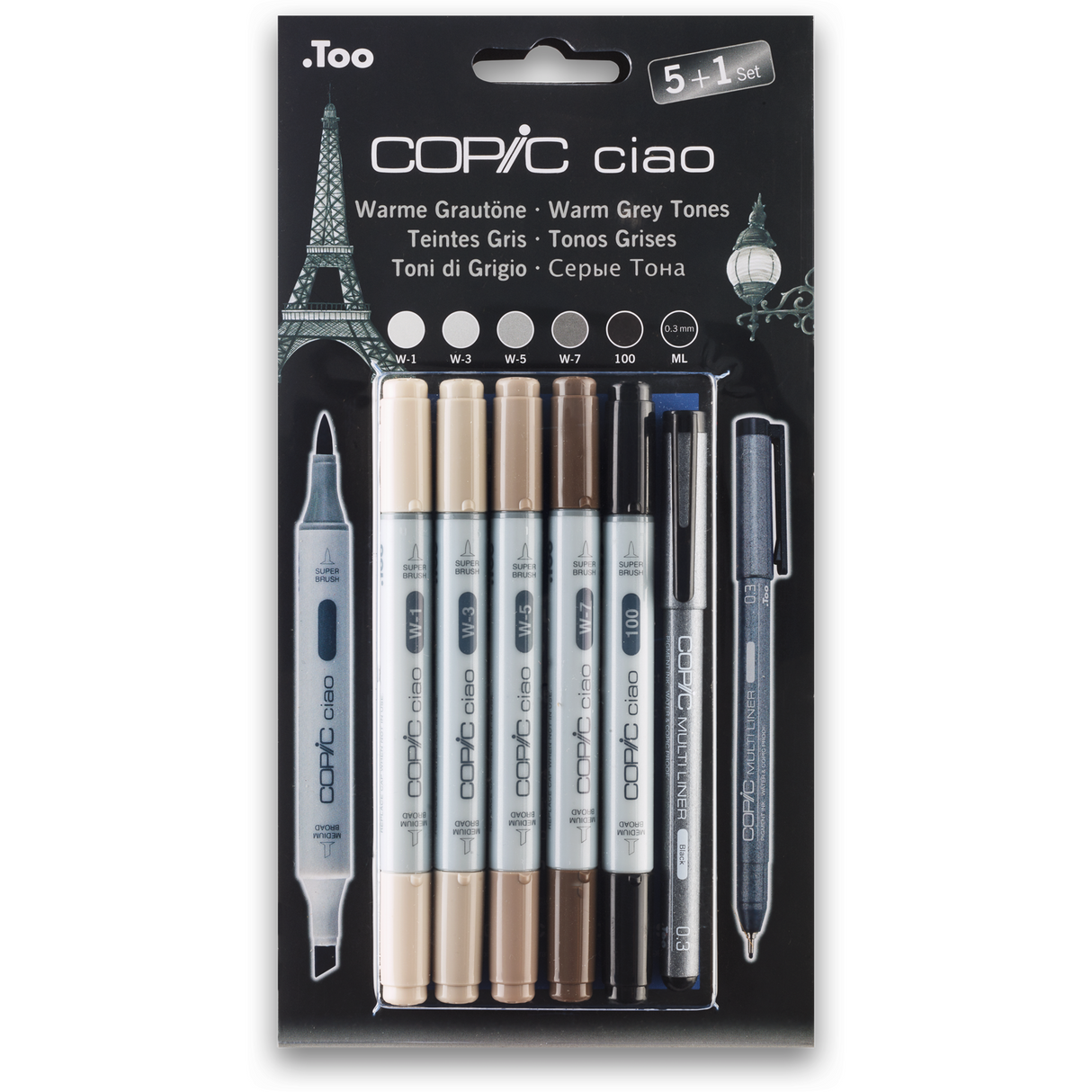 COPIC ciao 5+1 Set Warme Grautöne.
