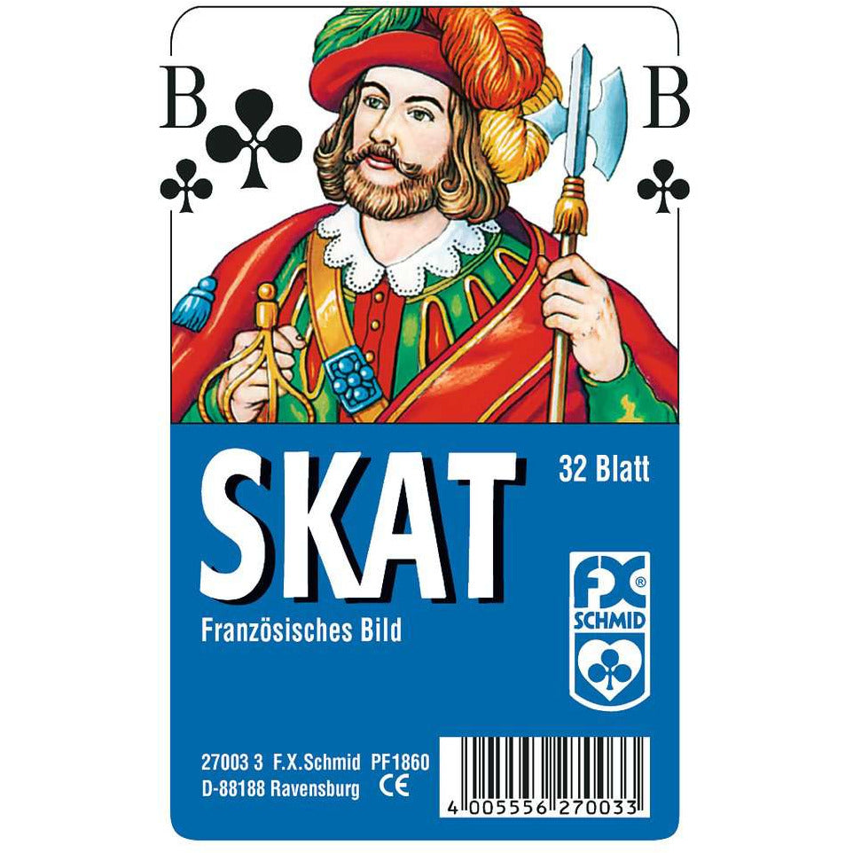 F.X. Schmid | Klassisches Skatspiel, Französisches Bild, 32 Karten in Klarsicht-Box