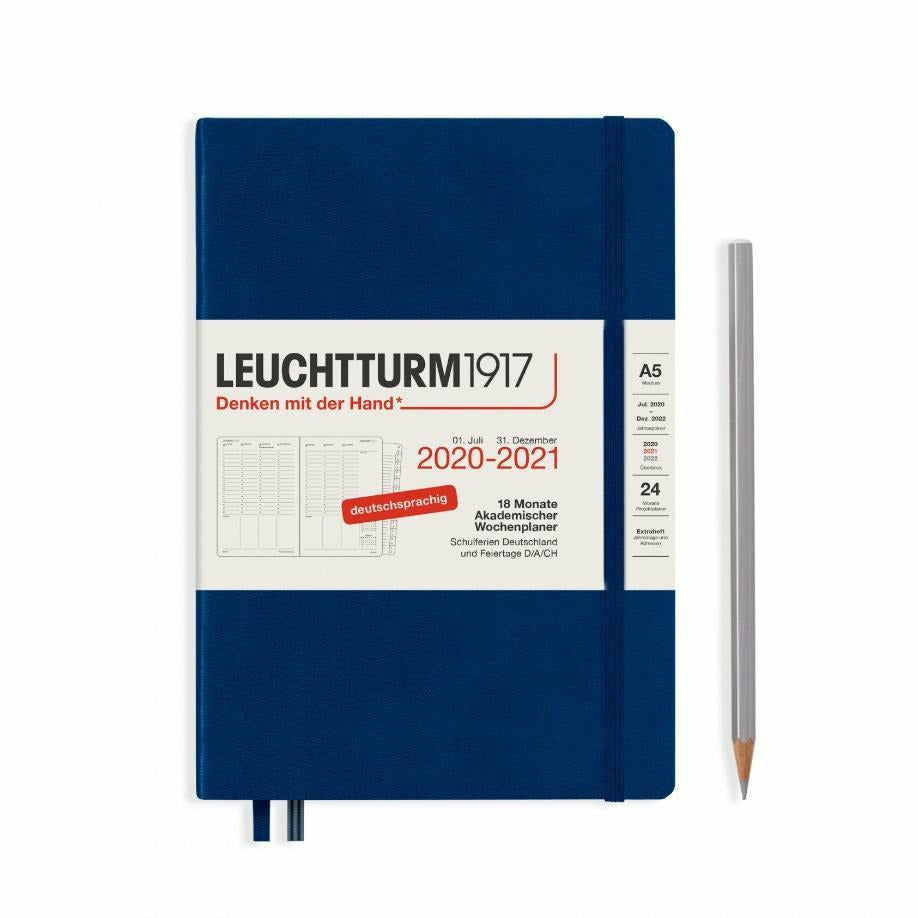 Akademischer Wochenplaner Medium (A5) 2021, mit Extraheft, 18 Monate, Marine, Deutsch