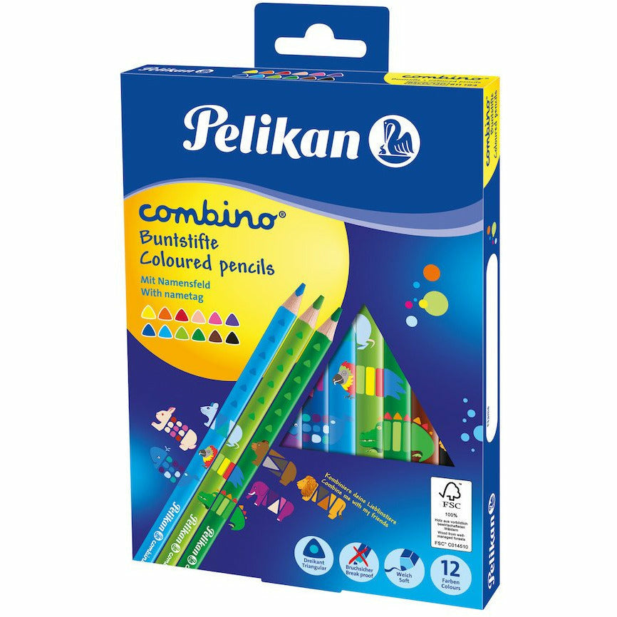 Buntstifte Combino dreieckig dick 12er in Faltschachtel
