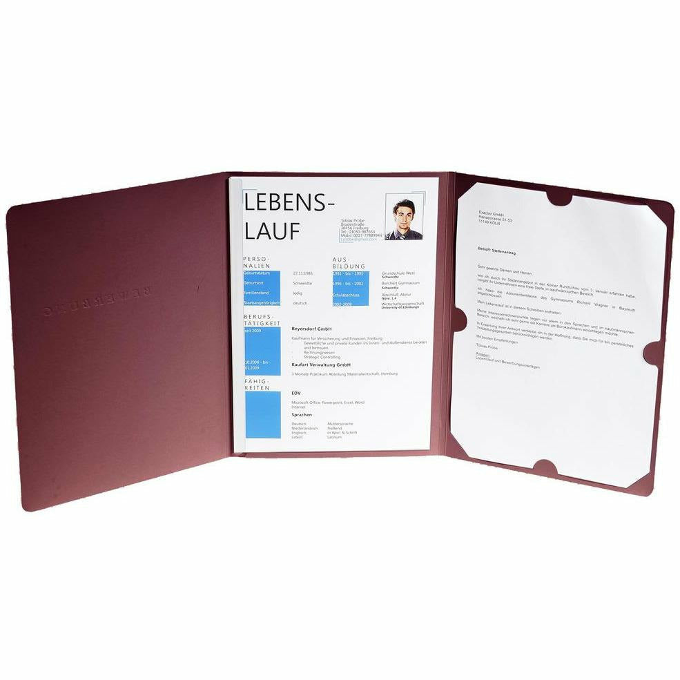 Bewerbungsmappe 3tlg 1Kl Leinen bo