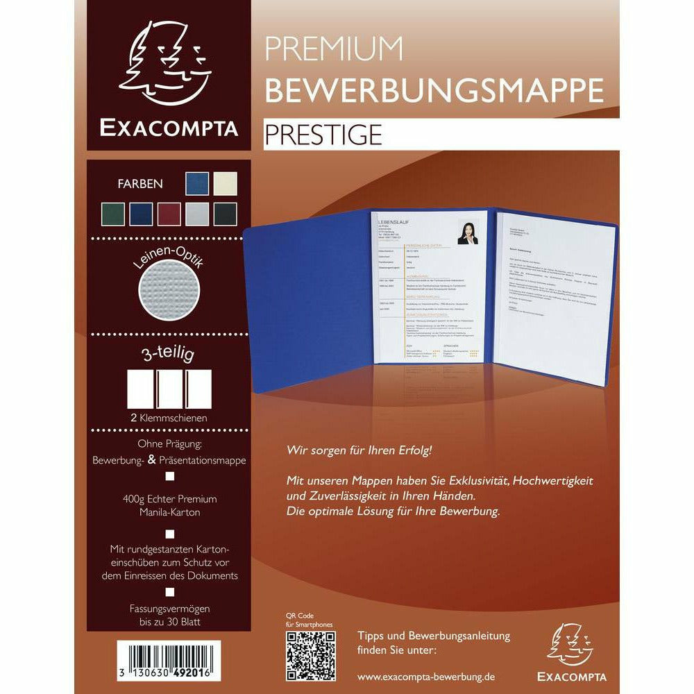 Bewerbungsmappe 3tlg 2Kl Leinen schwarz