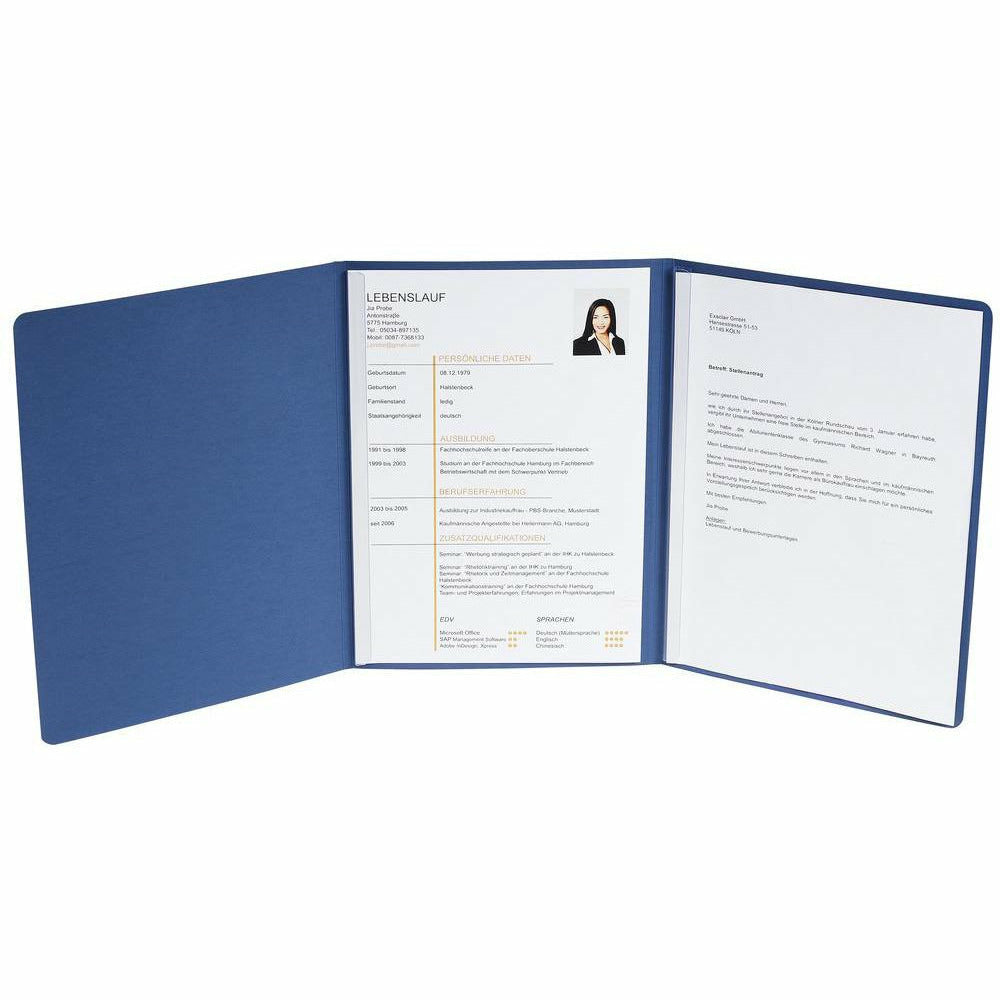 Bewerbungsmappe 3tlg 2Kl Leinen blau