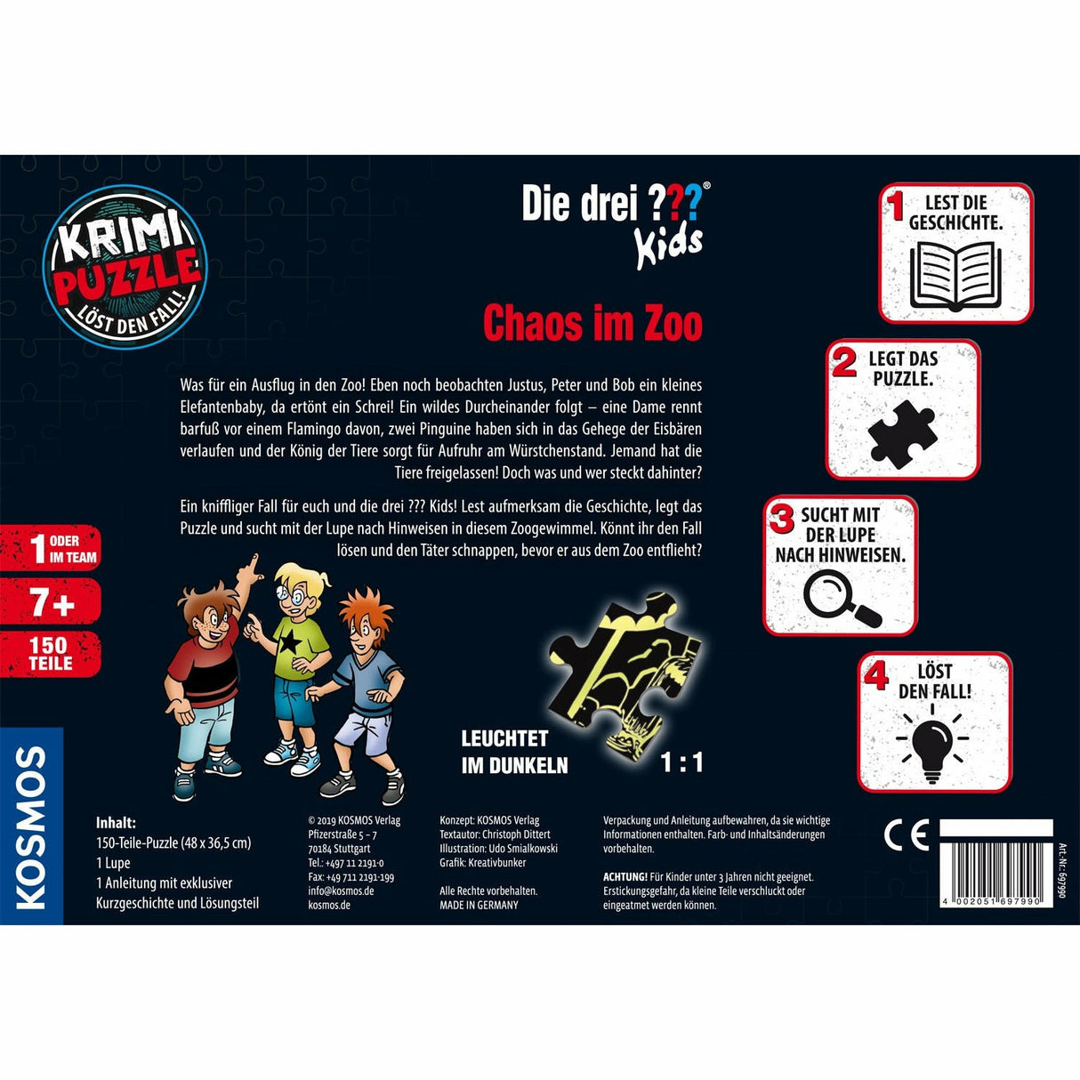 KOSMOS | Krimipuzzle Die drei ??? Kids Chaos im Zoo (150 T)