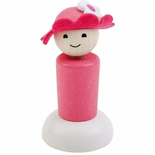 Ahrens | Gratulant mit Holzsockel Blumenmädchen pink