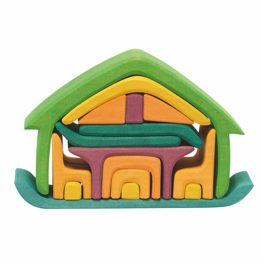Glückskäfer | Haus mit Möbel grün/gelb