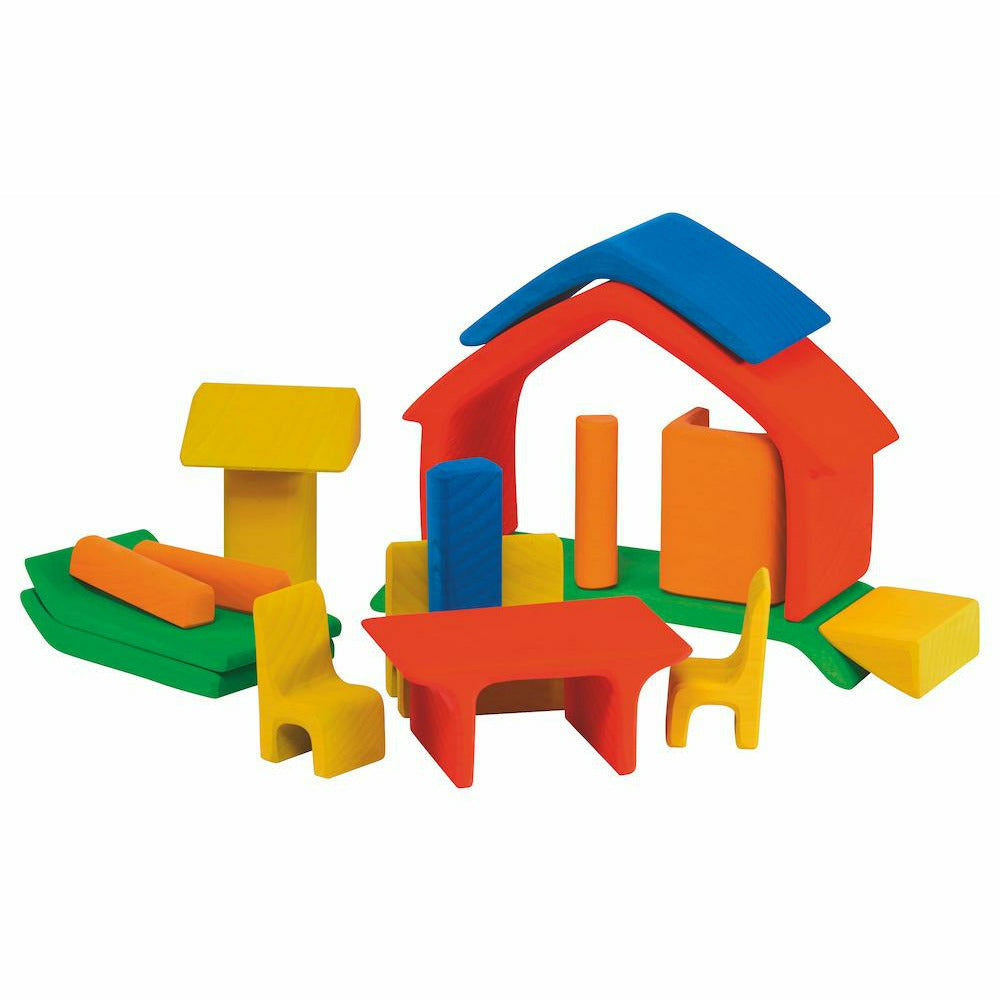 Glückskäfer | Haus mit Möbel rot/blau