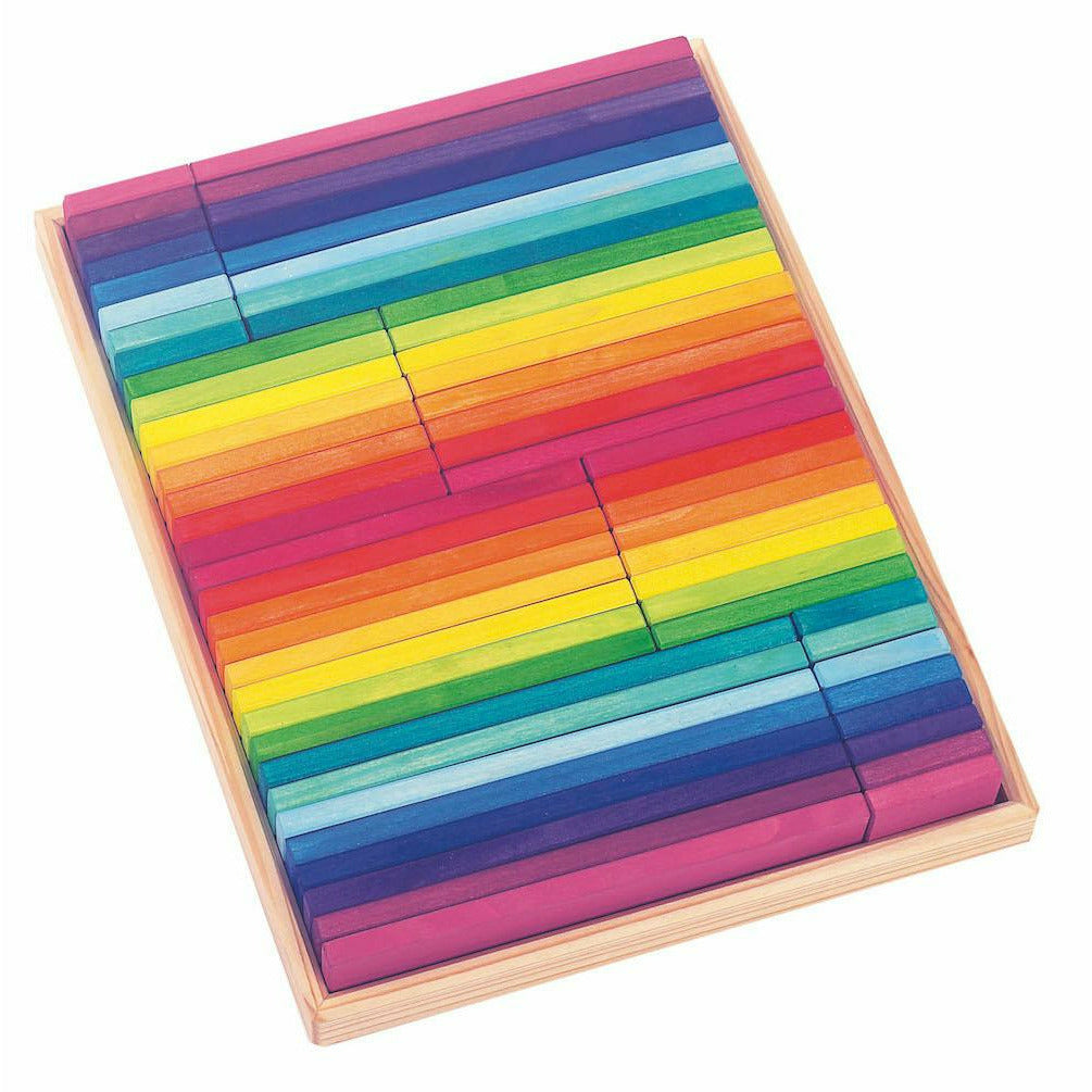 Glückskäfer | Bauklötze im Kasten, Regenbogenfarben, 64 Teile