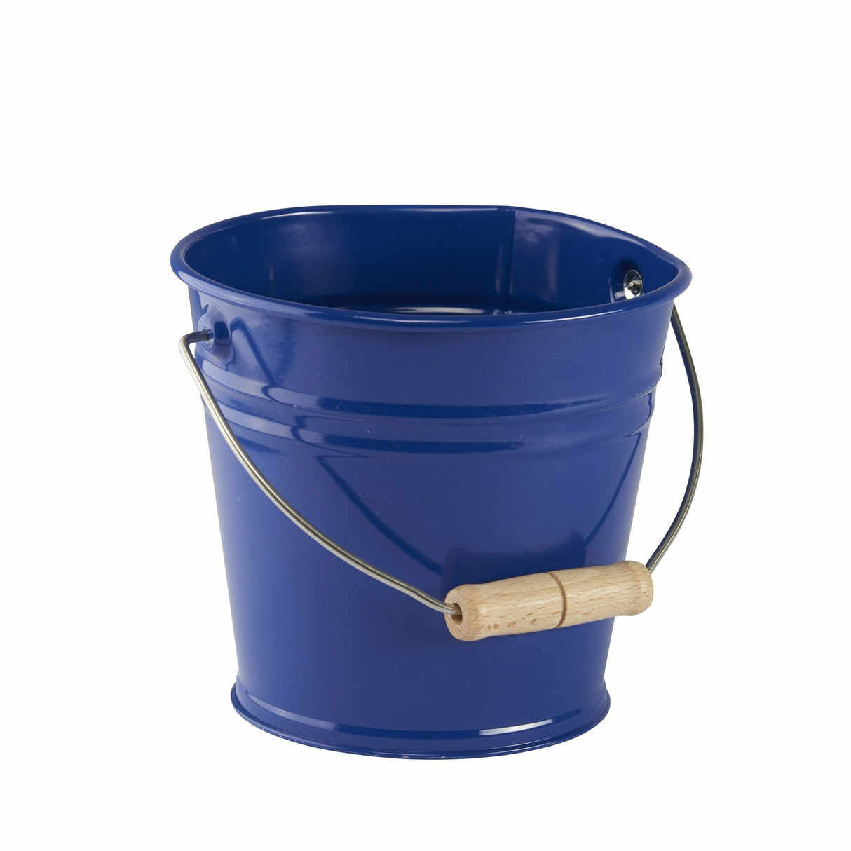 Glückskäfer | Metalleimer mit Holzgriff,blau