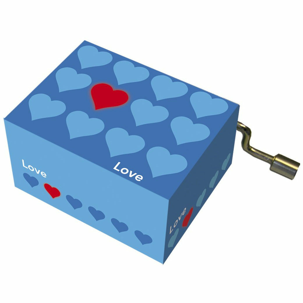 Spieluhr | Happy Birthday | blaue Herzen + rotes Herz