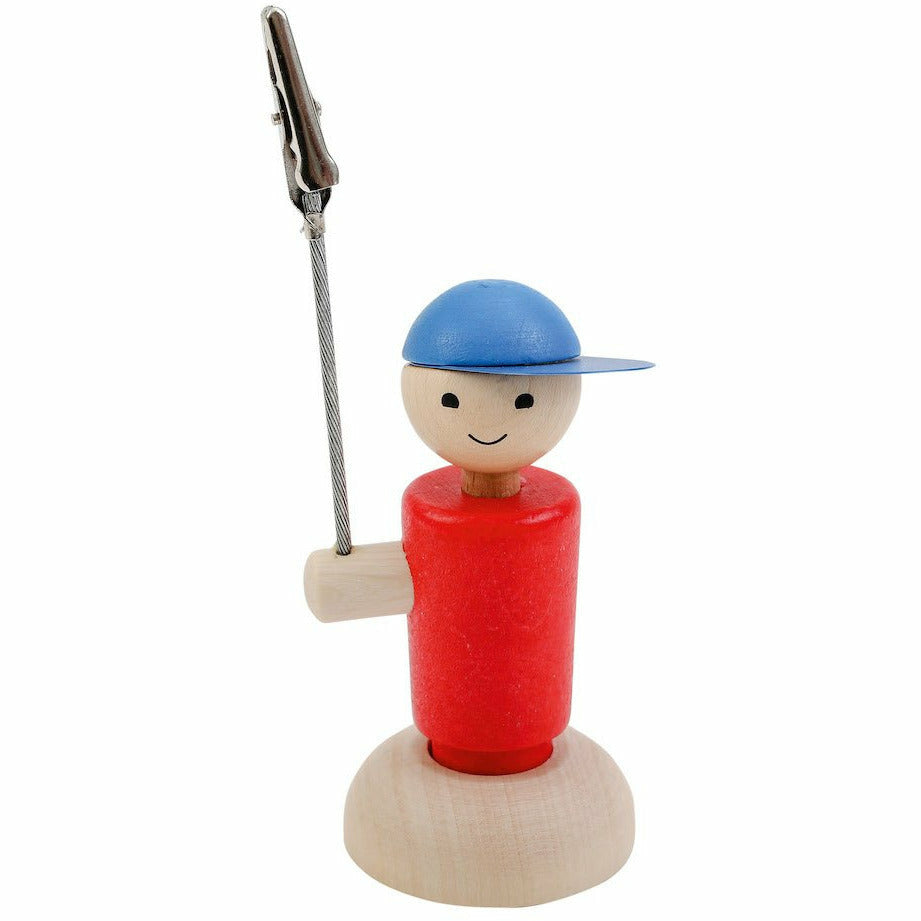 Ahrens | Gratulant mit Holzsockel Klemmi Junge rot