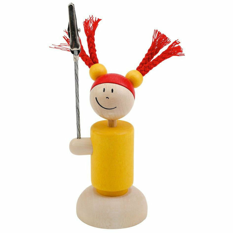 Ahrens | Gratulant mit Holzsockel Klemmi Mädchen gelb